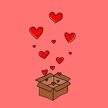 Box Full of Love Hand Drawing Vector Illustration Stock Illustration