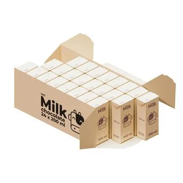 A Box Full Of Medium Chocolate Milk 3D Render Illustration Stock Illustration