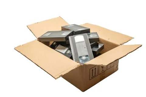 A box full of old VHS tapes Stock Illustration