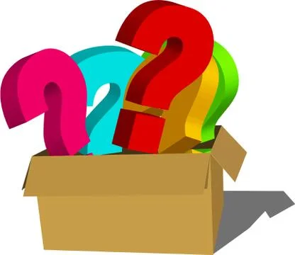 Box Full of Question Marks (Isolated on white background) Stock Illustration