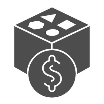 Box with games and money solid icon. In-game money vector illustration isolated Stockillustratie