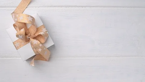 Box with a gift and an envelope on a white background. Video stock 126416322