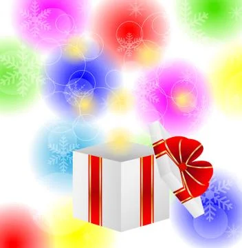 Box with a gift on a bright christmas background Stock Illustration
