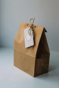 A box with a gift certificate isolated on a white background. 库存照片