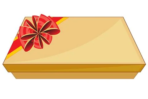 Box with gift decorated by red bow Stock Illustration