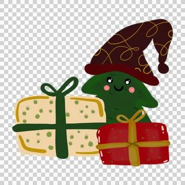 Box gift green and red with gold color Stock Illustration
