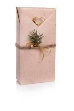 Box with a gift isolated on white background Stock Photos