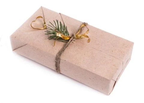 Box with a gift isolated on white background Foto stock