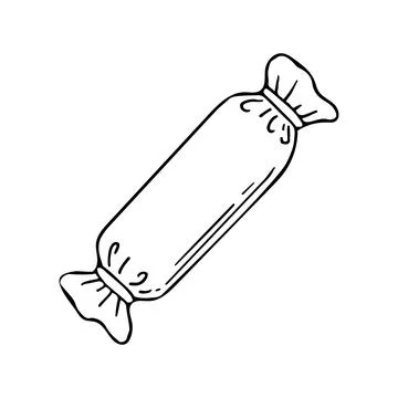 Box gift line art. Present in wrapping paper. Party gifts. Merry holiday. Han Stock-Illustration