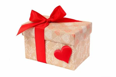 Box with a gift on a white background. Stock Photos