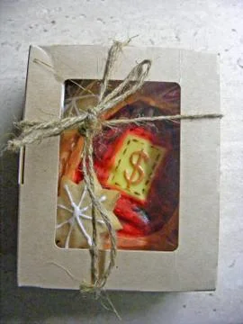 Box with ginger biscuit Stock Photos