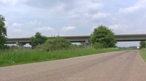 Box Girder Bridge Heumen,  spanning the river and floodplains of the river Meuse Stock Footage 41770639