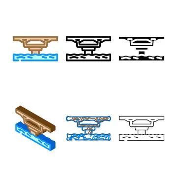Box girder bridge pack color icon vector イラスト素材