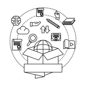 Box with globe 스톡 일러스트