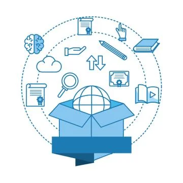 Box with globe Illustrazione stock