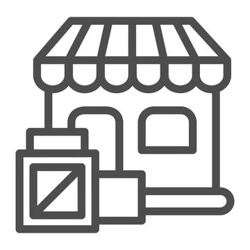 Box with goods at the store line icon, shopping concept, shop with goods sign on Illustrazione stock