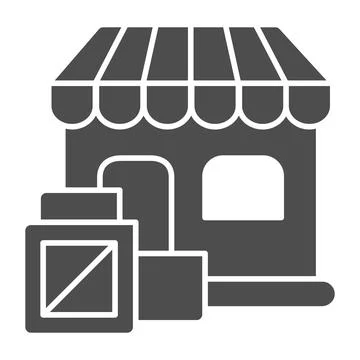 Box with goods at the store solid icon, shopping concept, shop with goods sign 스톡 일러스트