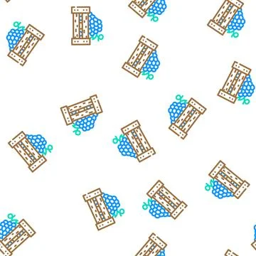 Box of grapes vector seamless pattern Stock Illustration