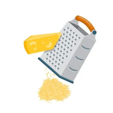 Box grater vector flat icon. Grated parmesan cheese flat illustration. Stock Illustration