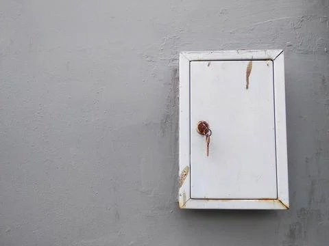 Box on the grey wall Stock Photos