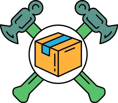A box with a hammer and a nail on it Stock Illustration