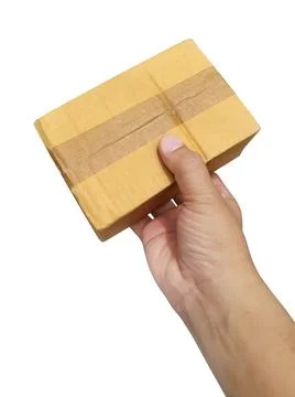 Box in hand on white background isolation Stock Photos