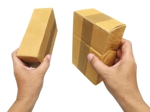 Box in hand on white background isolation Stock Photos