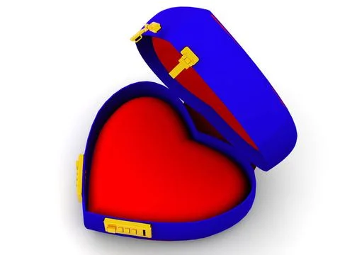 Box as heart with code locks. 3d Box as heart with code locks. 3d Copyrigh... Stock Photos