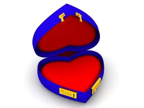 Box as heart with code locks. 3d Box as heart with code locks. 3d Copyrigh... Stock-Fotos