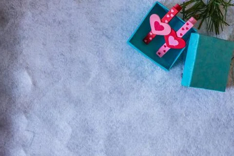 Box with a heart inside. Stock Photos