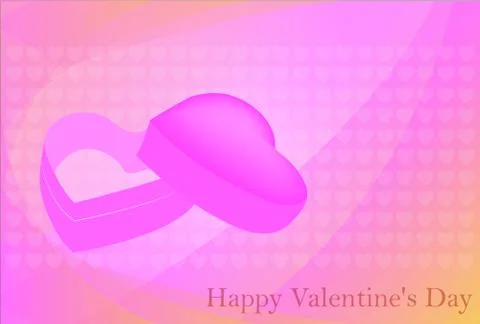 Box with hearts on pink background, vector illustration. 스톡 일러스트