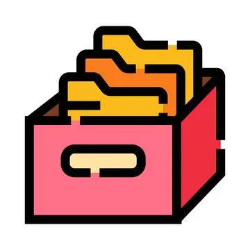 Box holding file folders for document organization and data management Stock Illustration