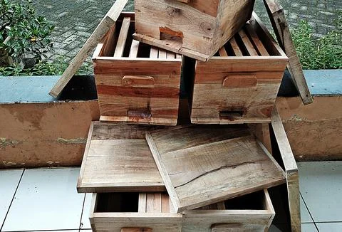 Box of honey beekeeping Stock Photos