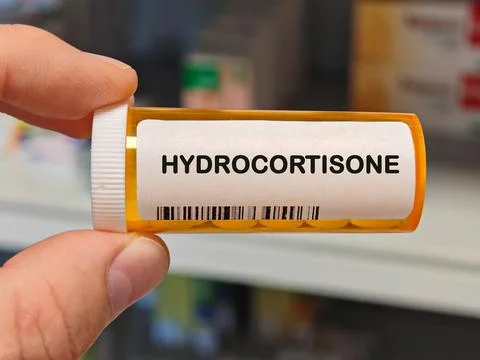 Box of HYDROCORTISONE in pharmacy Stock Photos
