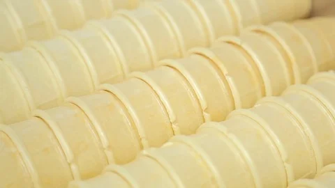 Box of ice cream waffle cups Stock Footage 74505056