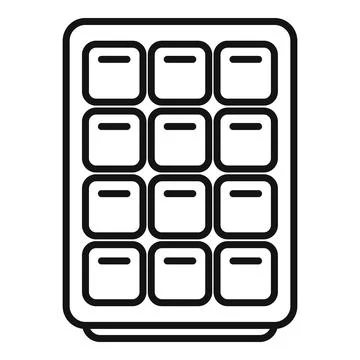 Box ice cube tray icon outline . Water container イラスト素材