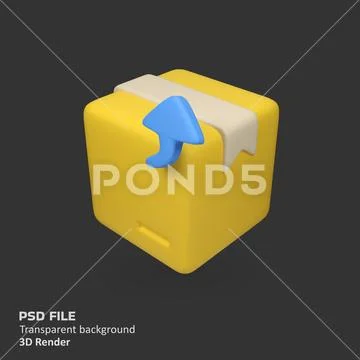 Box icon with blue upward arrow isolated 3d render icon illustration PSD Template