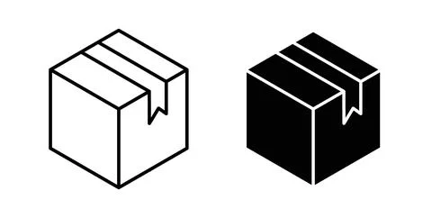 Box icon collection in black, Line icons, flat symbols 스톡 일러스트