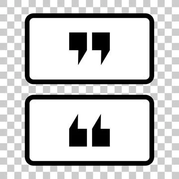 A box icon with double quotation marks on a transparent background. Vector. Stock Illustration