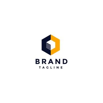 Box Icon in Hexagon Logo Design Stock Illustration