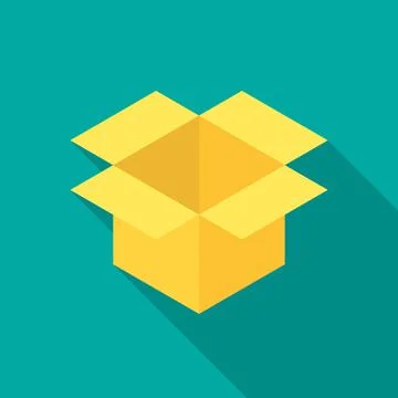 Box icon with long shadow. Flat design style. Stock Illustration