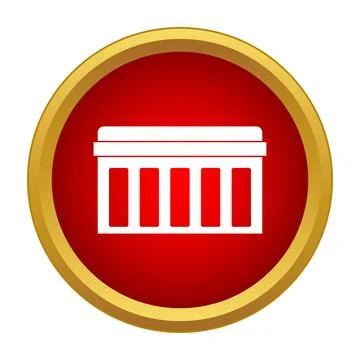Box icon in red circle with gold border Illustrazione stock