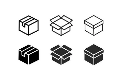 Box icon set. box vector icon, package, parcel Stock Illustration