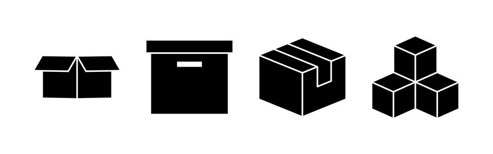 Box icon set. box vector icon, package, parcel Stock Illustration