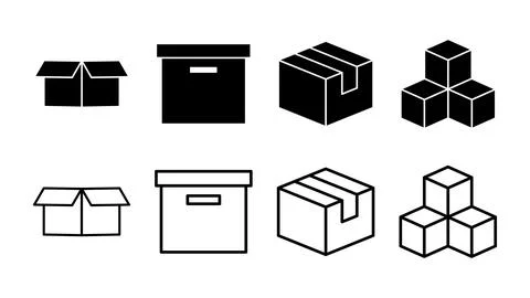Box icon set. box vector icon, package, parcel Stock Illustration