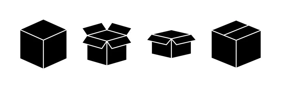 Box icon set. box vector icon, package, parcel Stock Illustration