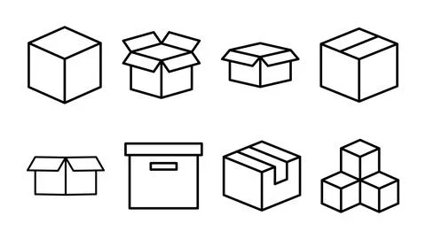 Box icon set. box vector icon, package, parcel Illustrazione stock