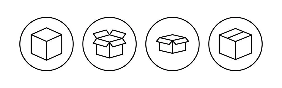 Box icon set. box vector icon, package, parcel Illustrazione stock