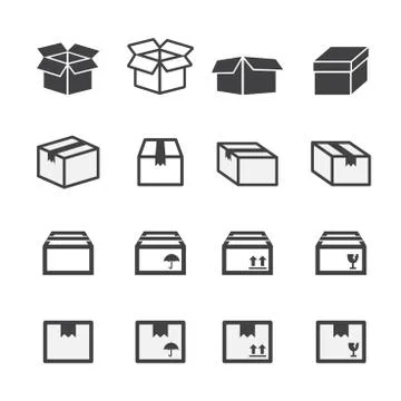 Box icon set Stock Illustration