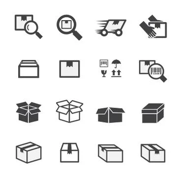 Box icon set Illustrazione stock